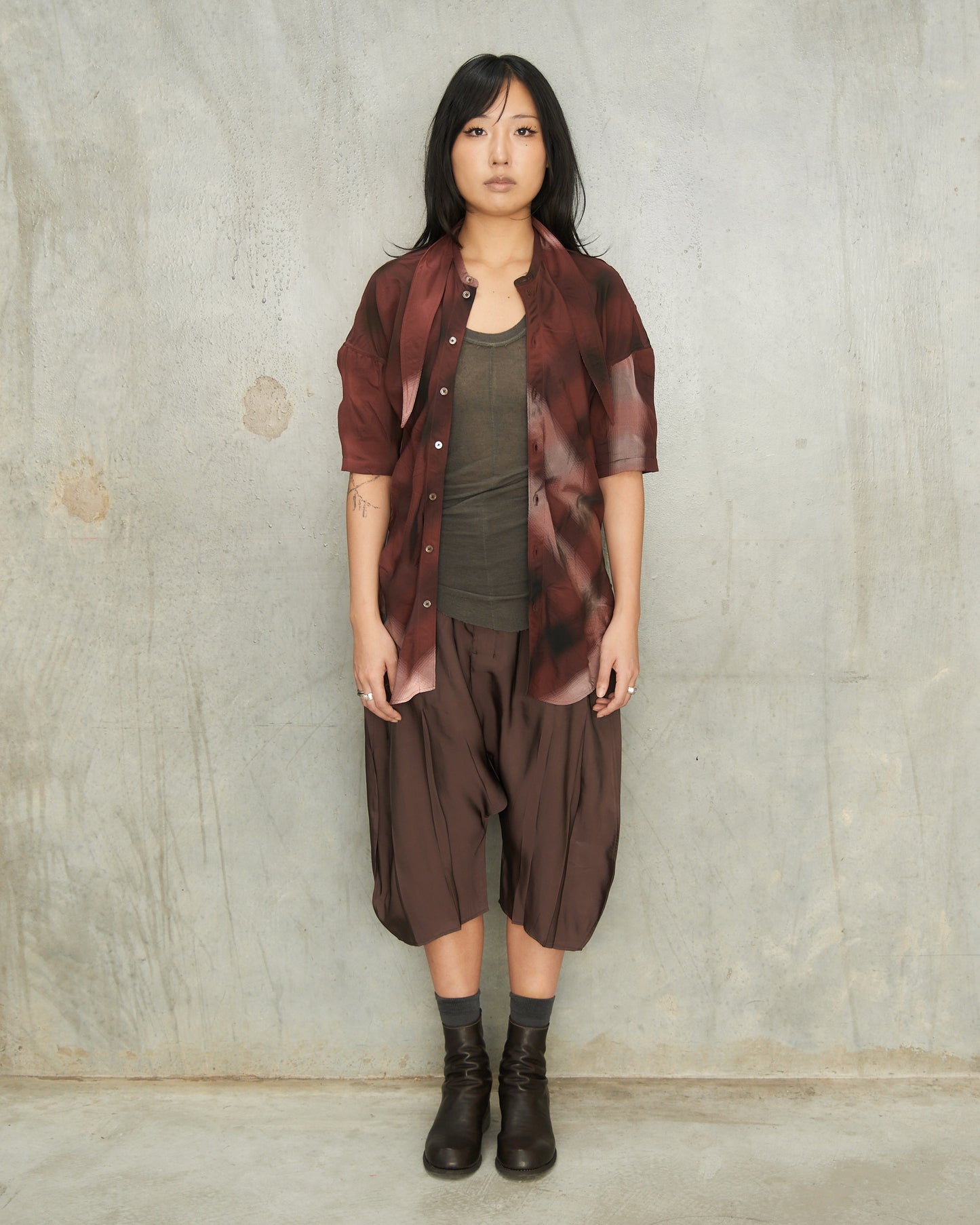 Merlot Foulard Short Sleeve Shirt