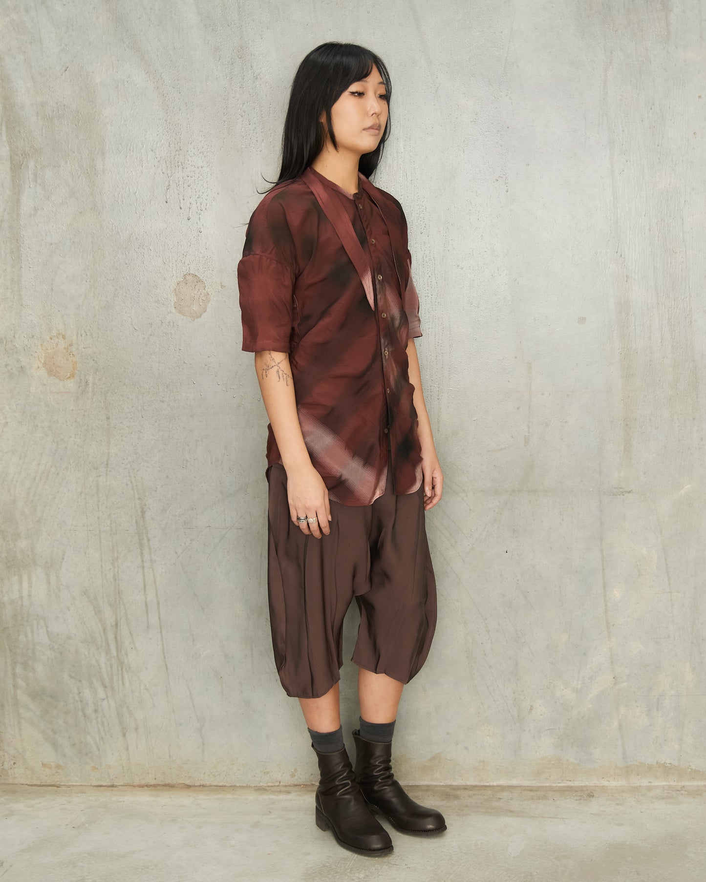Merlot Foulard Short Sleeve Shirt