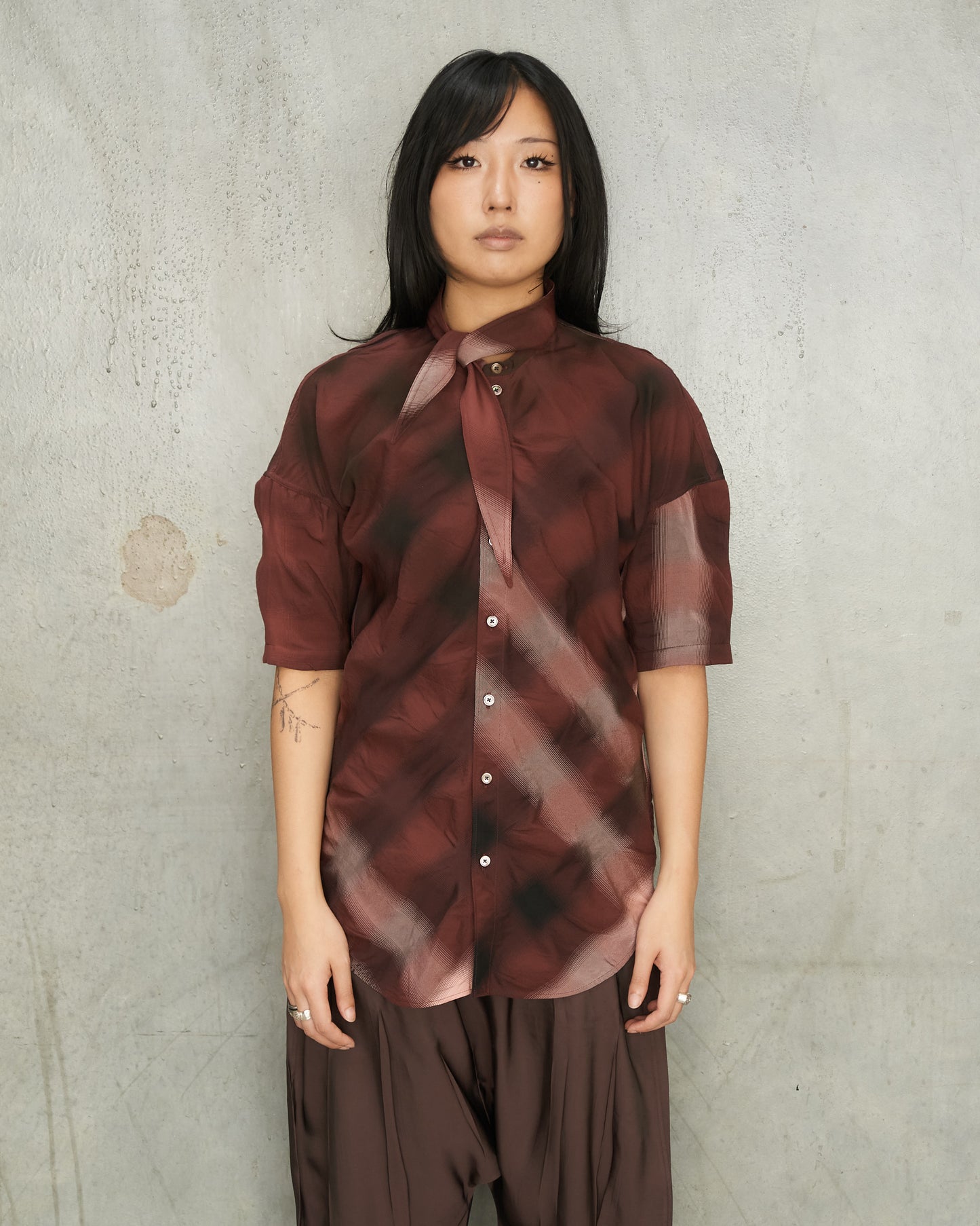 Merlot Foulard Short Sleeve Shirt