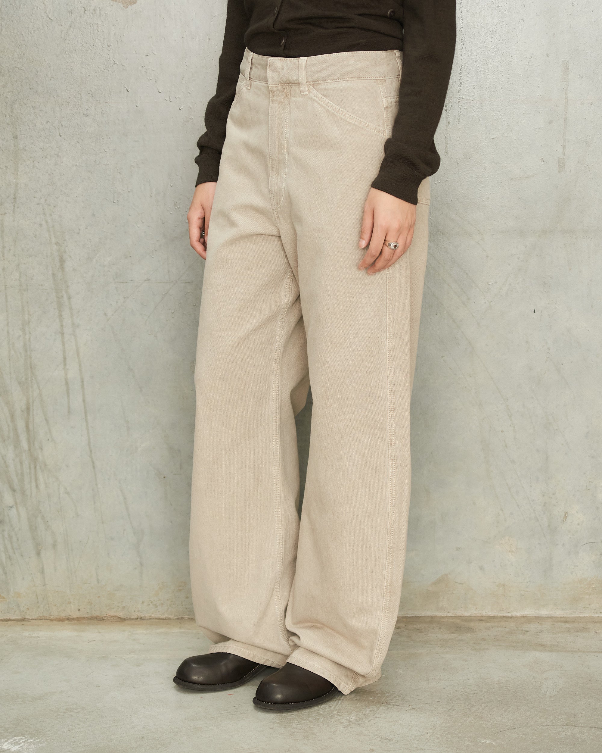 Lemaire Moonstone High Waisted Curved Pants Beige PA1264