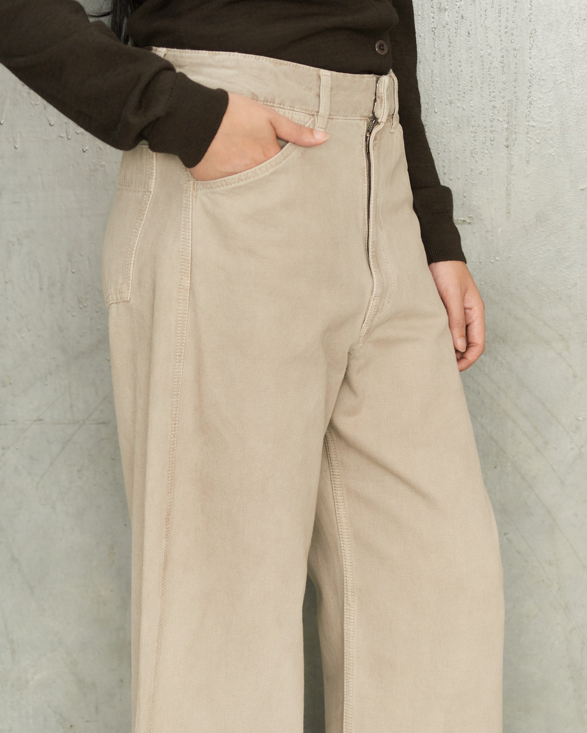 Lemaire Moonstone High Waisted Curved Pants Beige PA1264