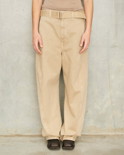 Natural Beige Twisted Denim Pants