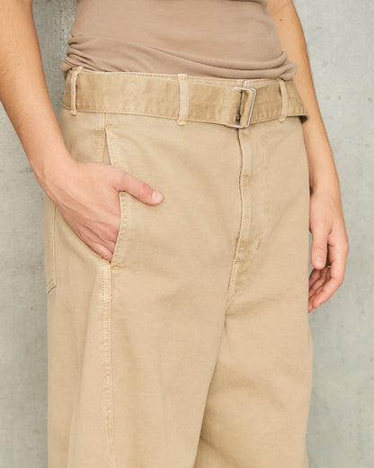 Natural Beige Twisted Denim Pants