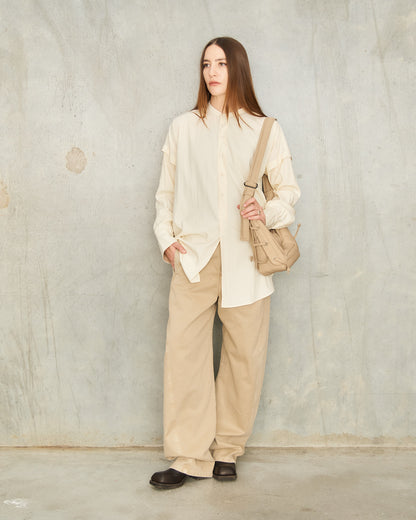 Natural Beige Twisted Denim Pants