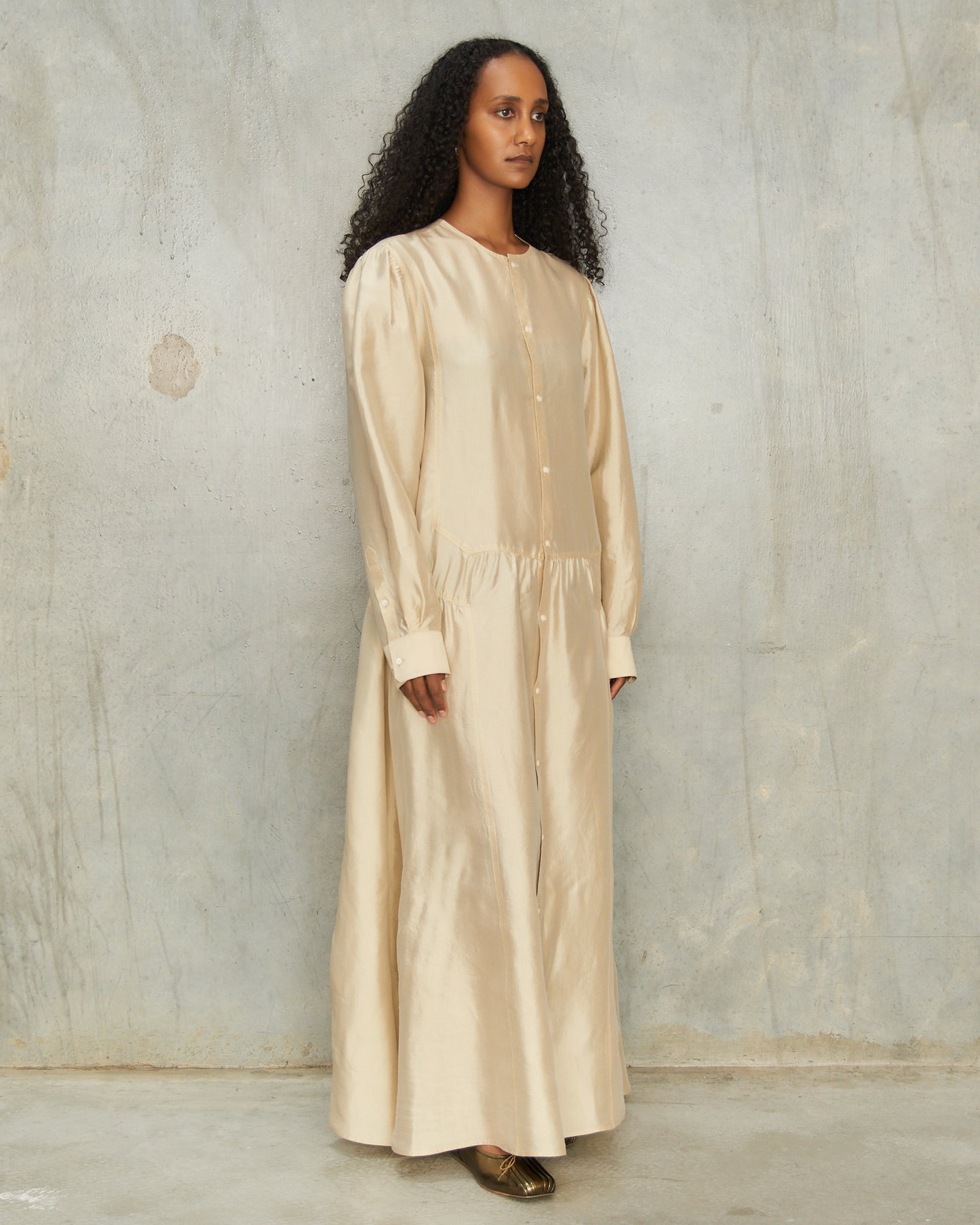 Oat Milk Buttoned Dress