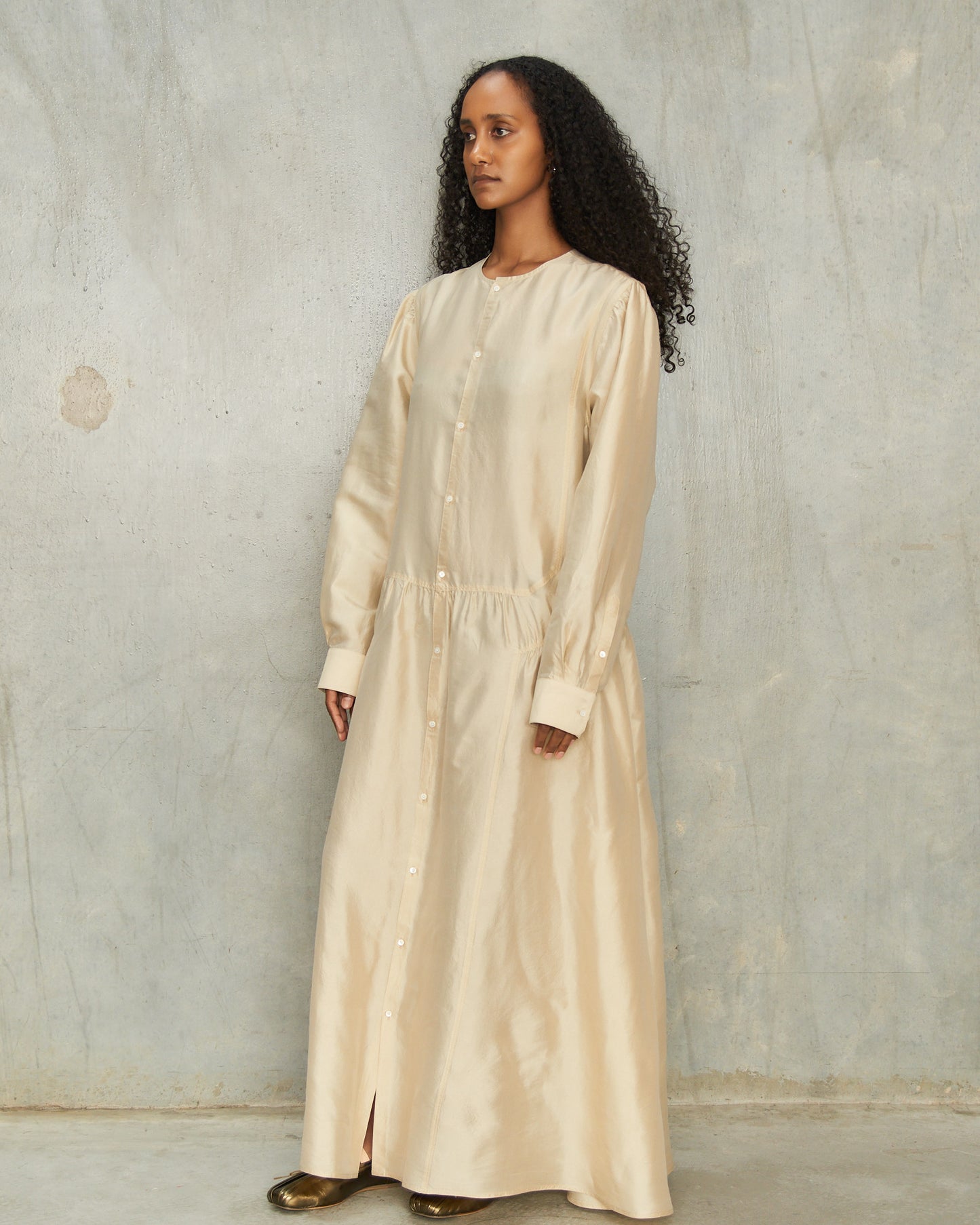 Oat Milk Buttoned Dress