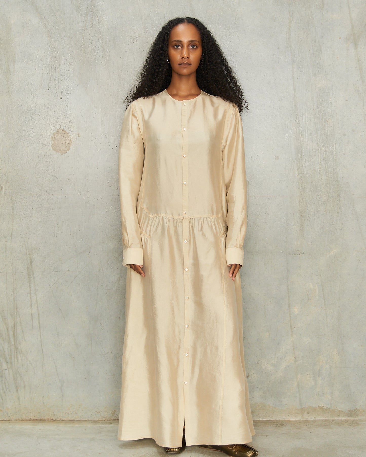 Oat Milk Buttoned Dress