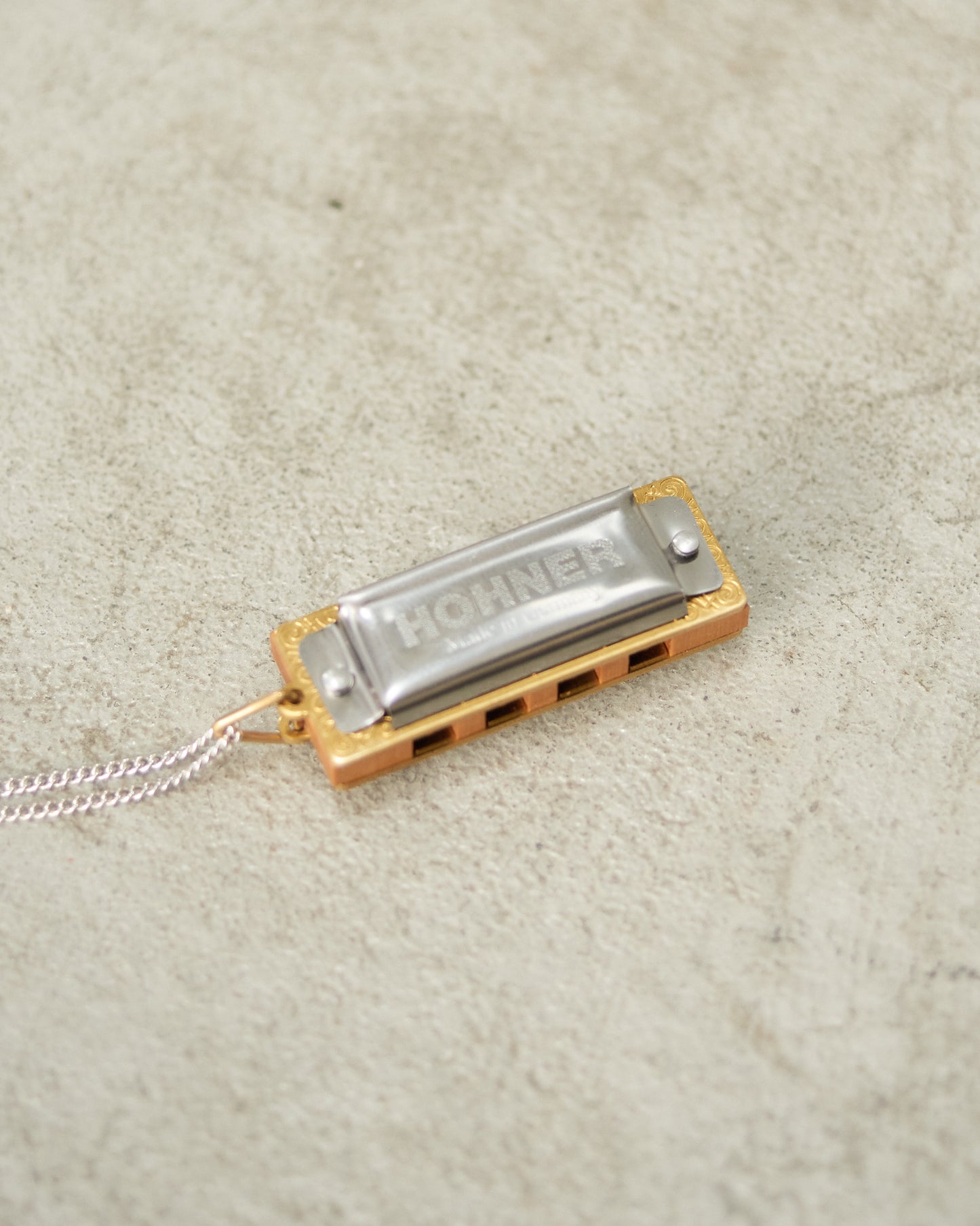 Silver Gold Harmonica Necklace