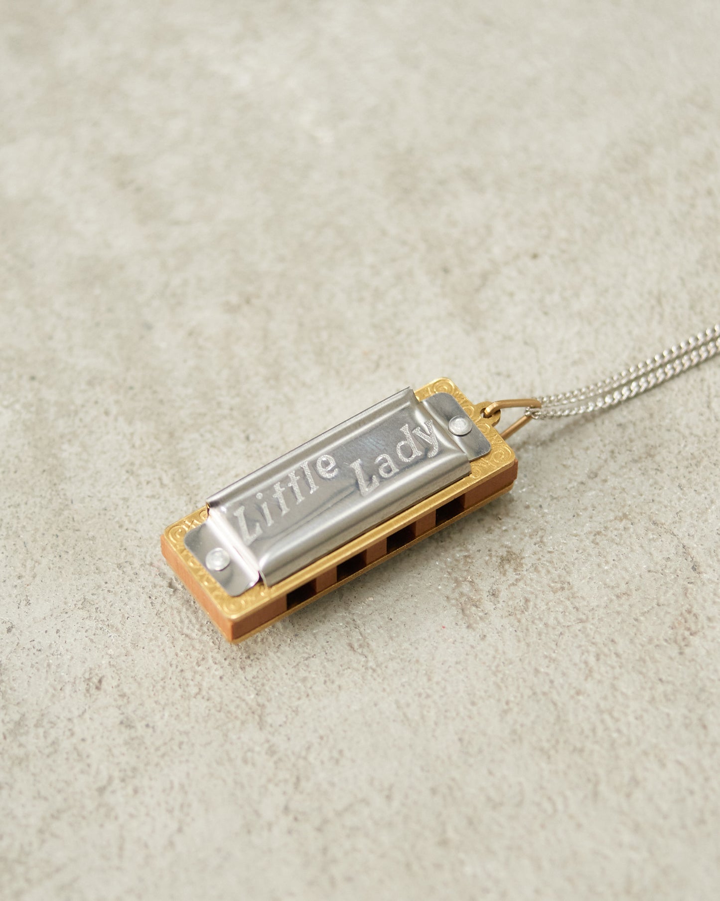 Silver Gold Harmonica Necklace