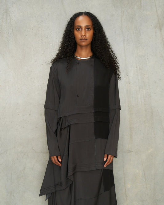 Slate Grey Pleated Blouse