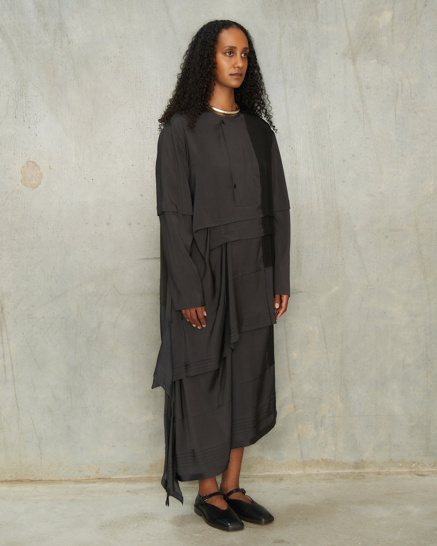 Slate Grey Pleated Blouse