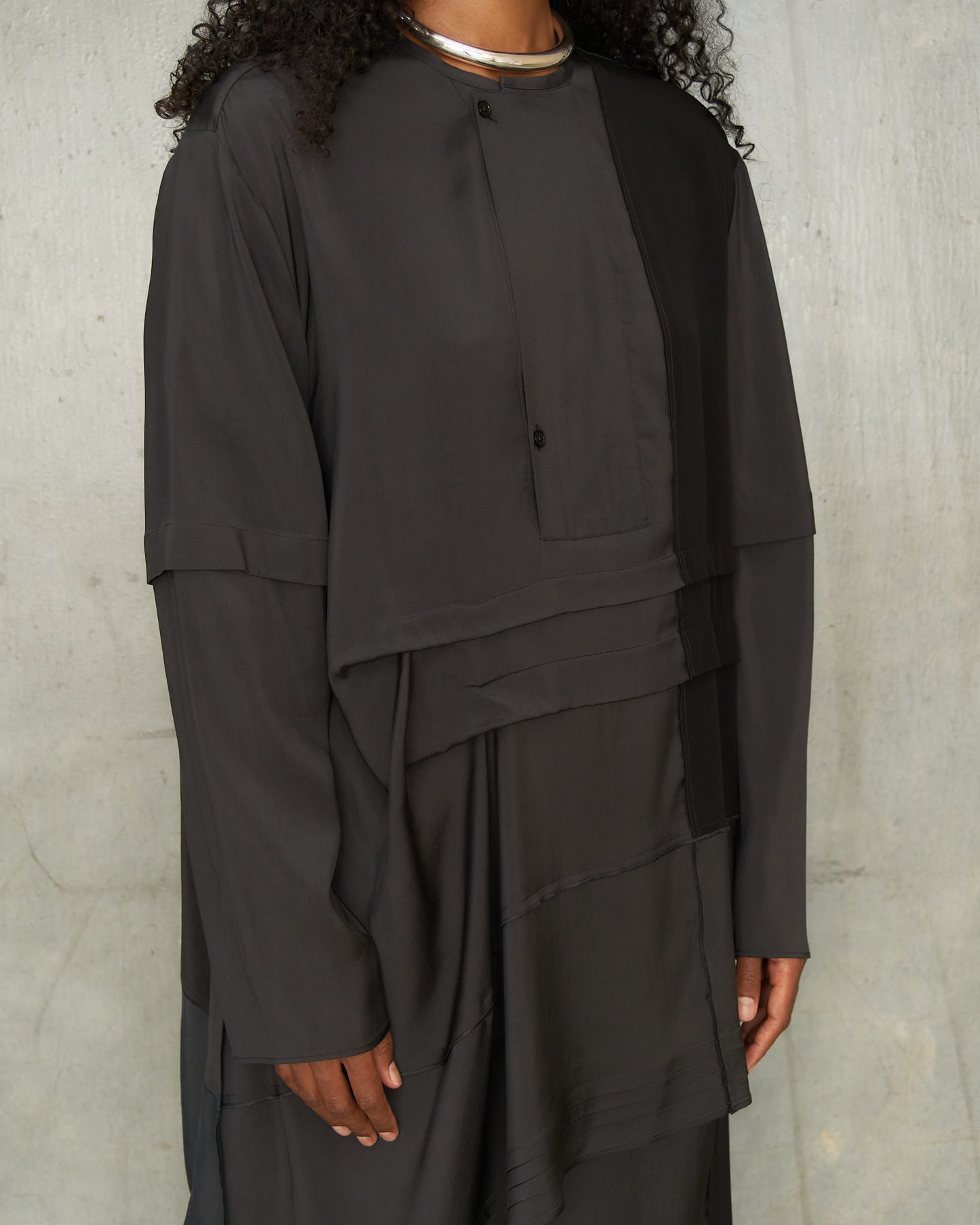 Slate Grey Pleated Blouse