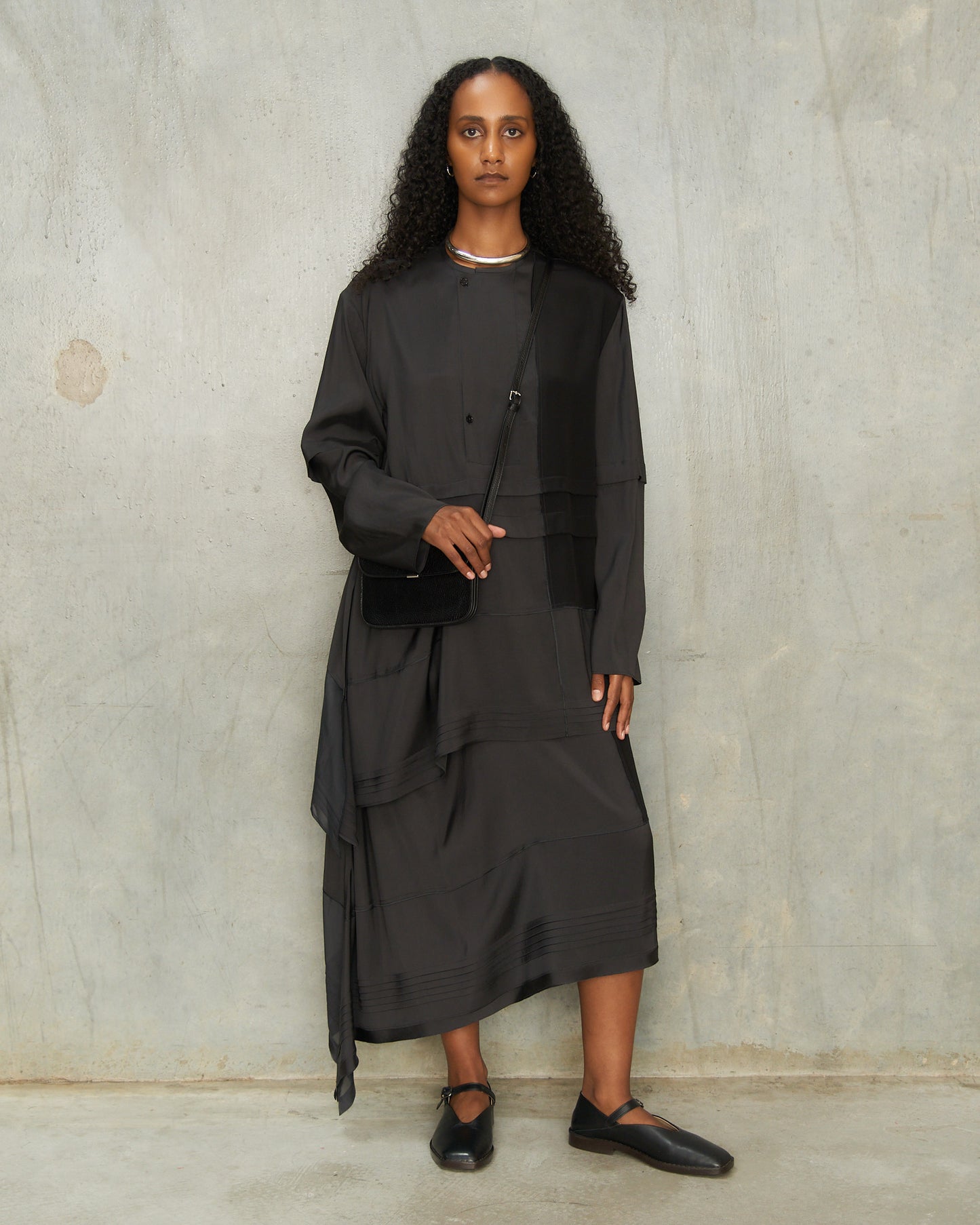 Slate Grey Pleated Blouse