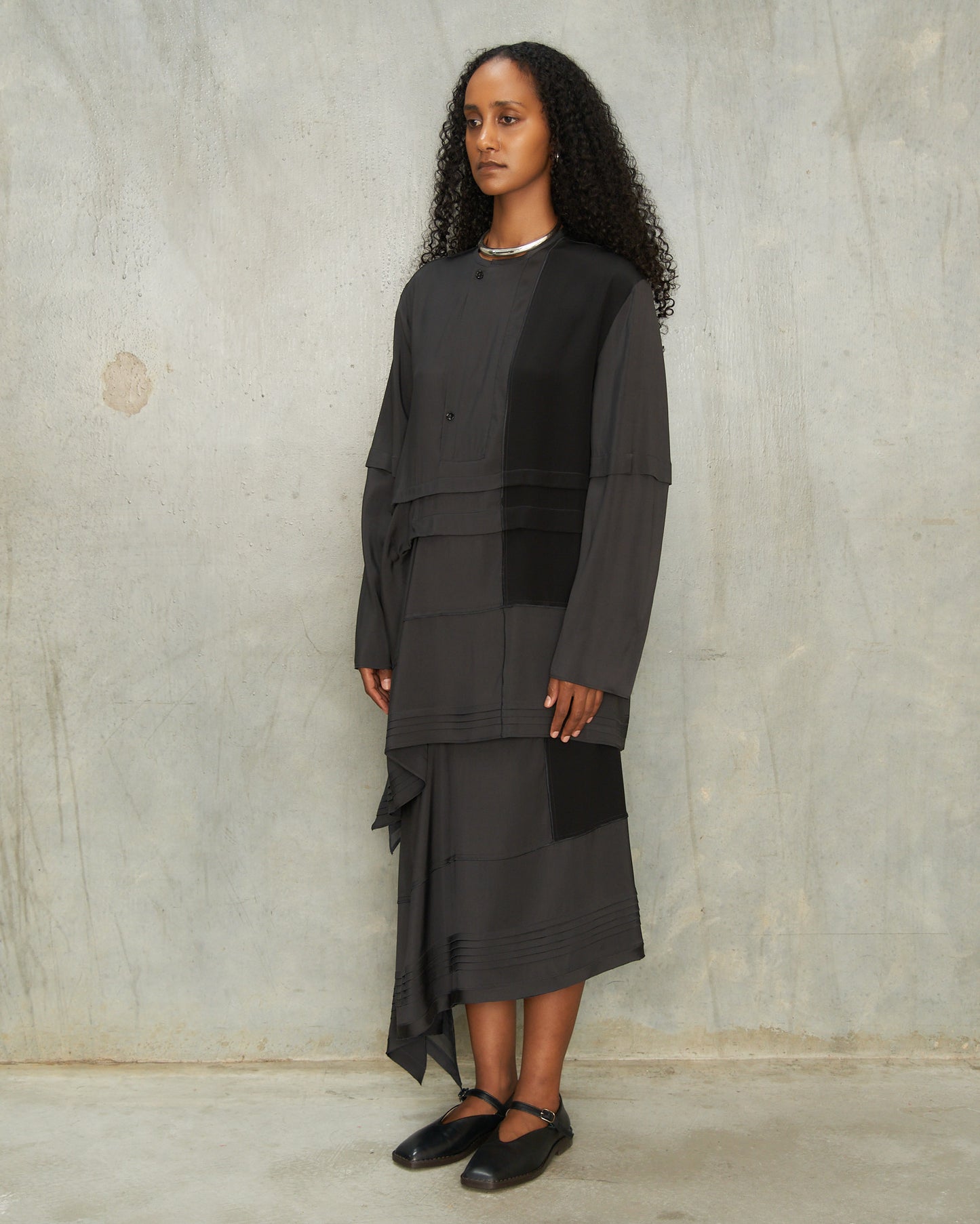 Slate Grey Pleated Skirt