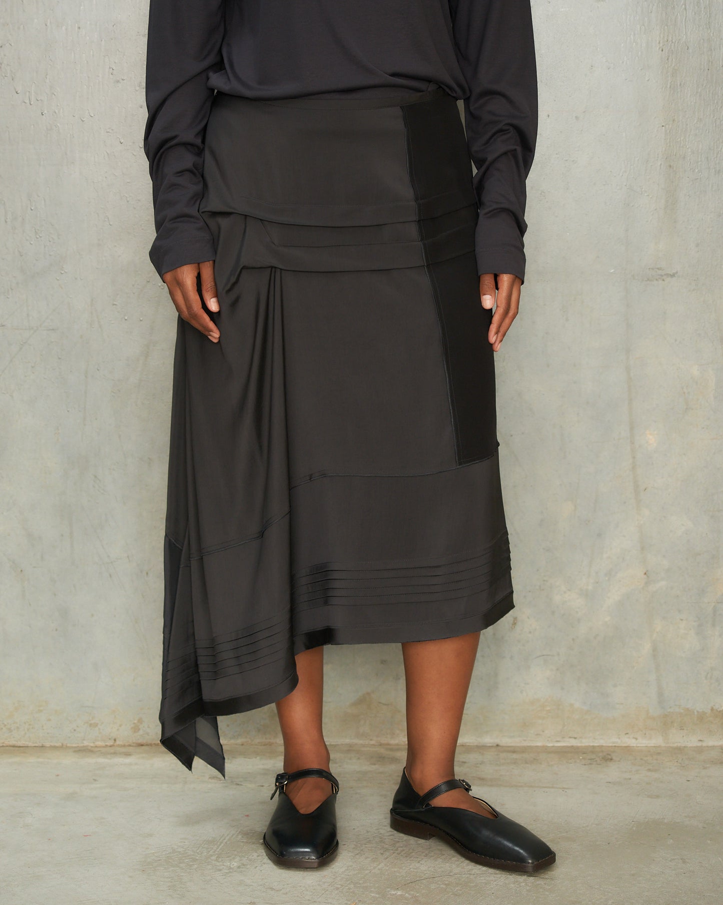 Slate Grey Pleated Skirt