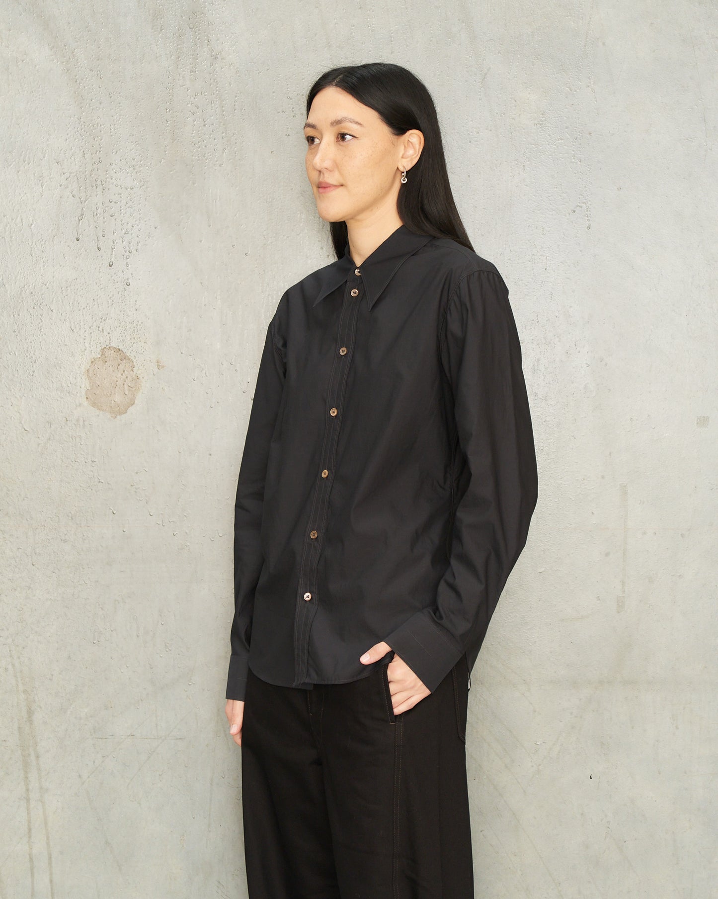 Squid Ink Pointed Collared Shirt