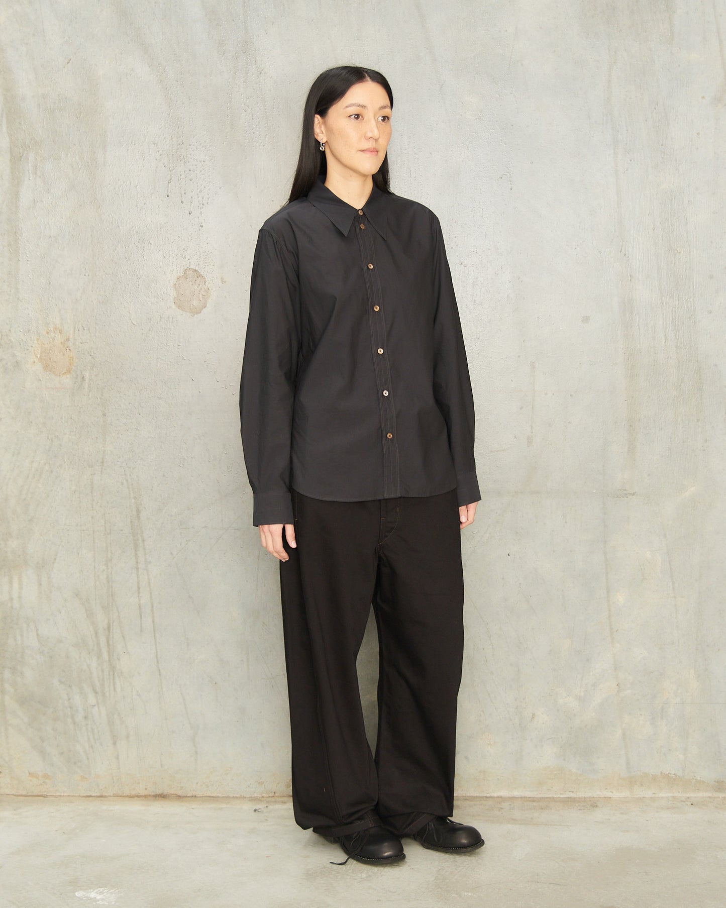 Squid Ink Pointed Collared Shirt