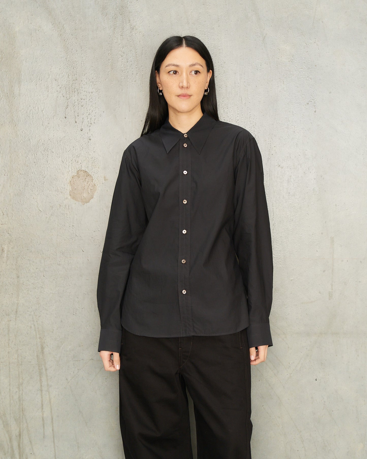 Squid Ink Pointed Collared Shirt