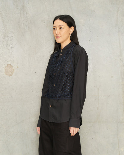 Storm Blue Fishnet Halter Top