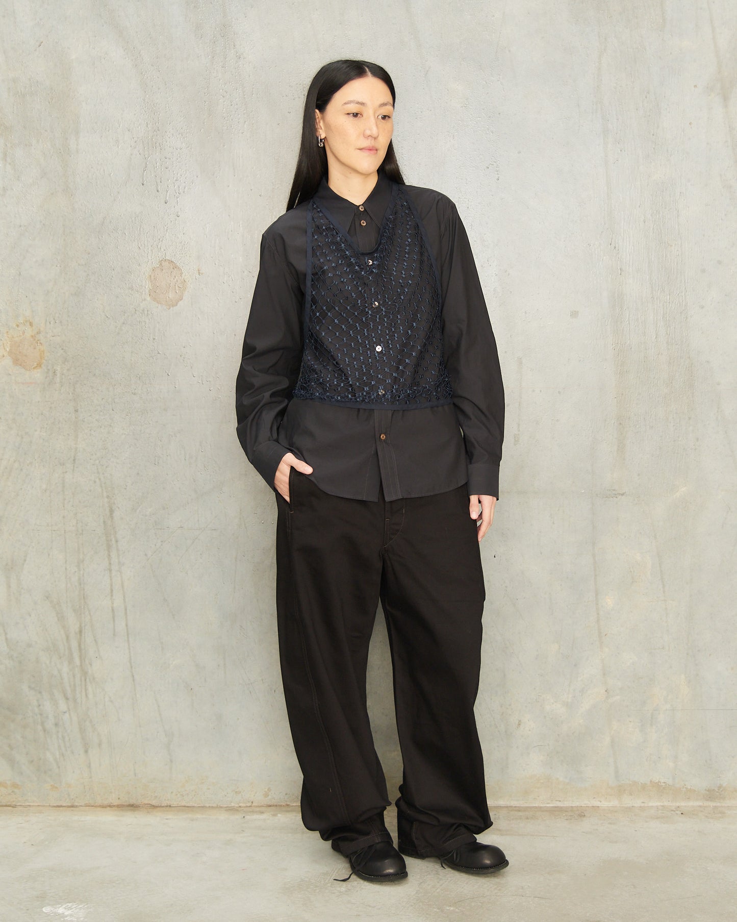 Storm Blue Fishnet Halter Top