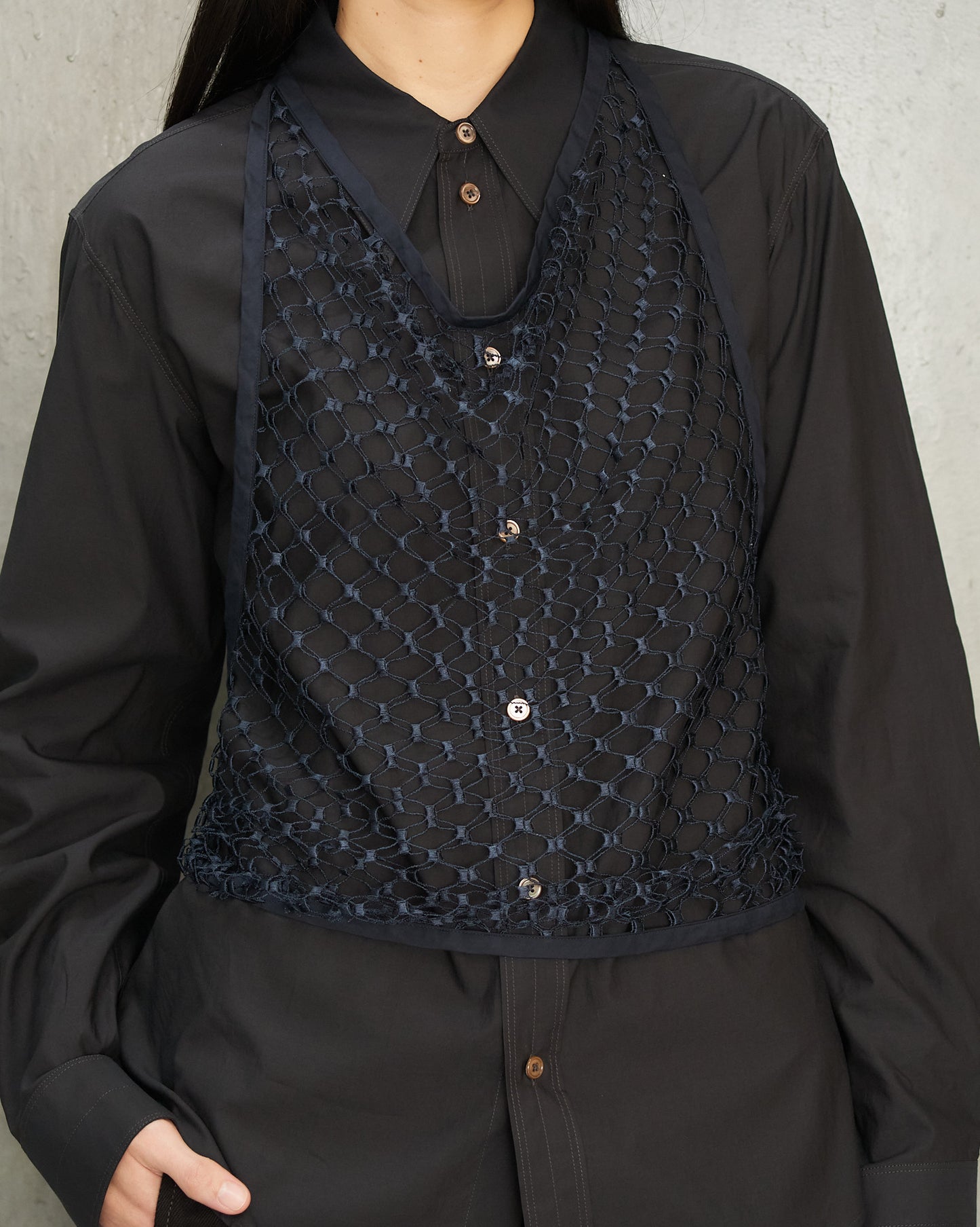 Storm Blue Fishnet Halter Top