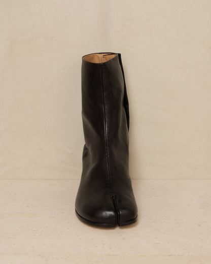Black Leather Tabi Boots