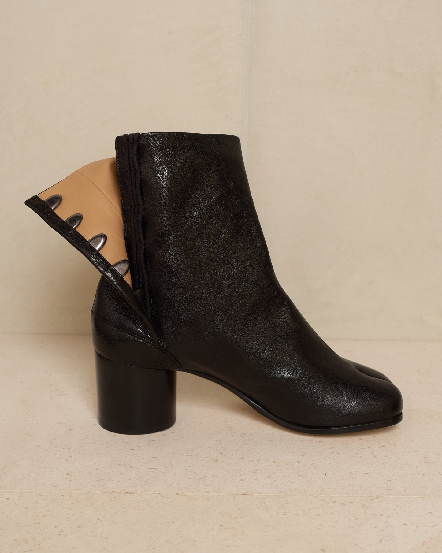 Black Leather Tabi Boots