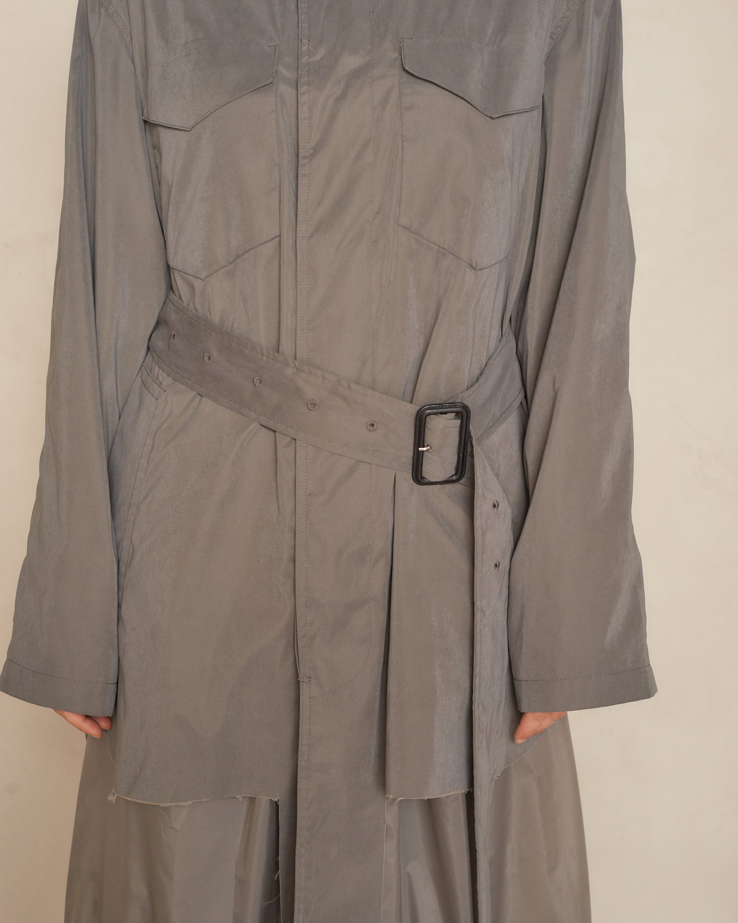 Grey Layered Trench Coat