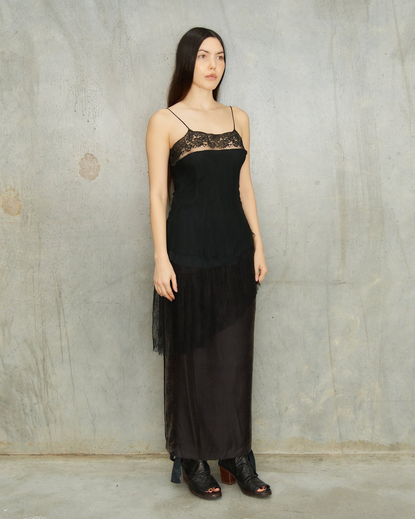 Marc Le Bihan Black Silk Lace Slip Top