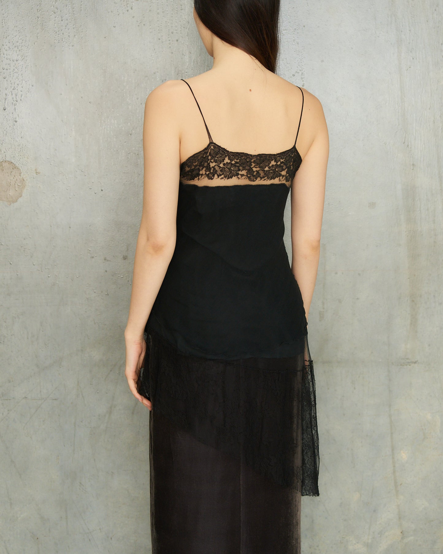 Marc Le Bihan Black Silk Lace Slip Top