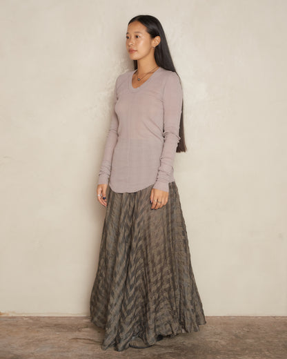Beige Rib Jersey Long Sleeve Top