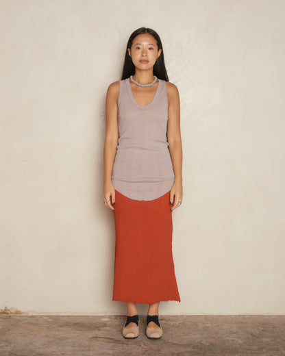 Beige Rib Jersey Tank