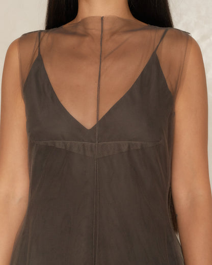 Bronze Sleeveless Tulle Dress