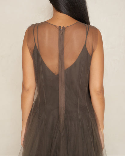 Bronze Sleeveless Tulle Dress