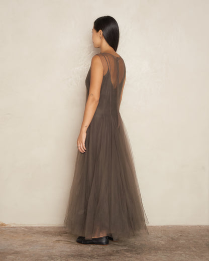 Bronze Sleeveless Tulle Dress