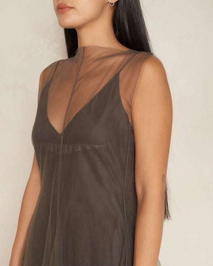 Bronze Sleeveless Tulle Dress