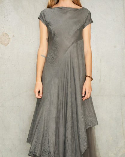 Dusty Grey Cap Sleeve Dress