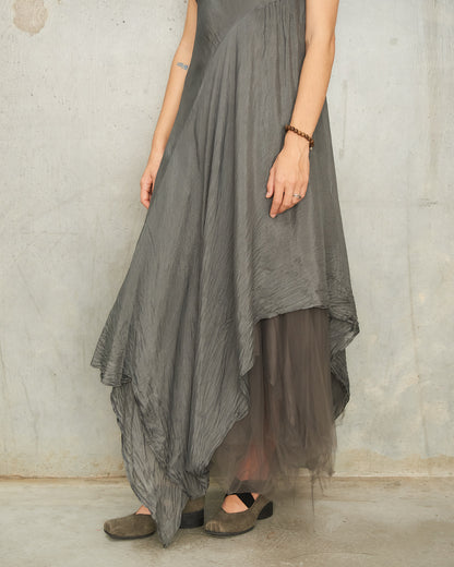 Dusty Grey Cap Sleeve Dress