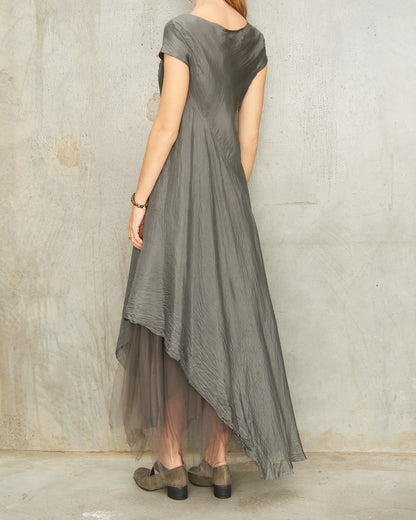 Dusty Grey Cap Sleeve Dress