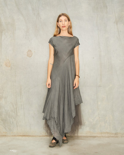 Dusty Grey Cap Sleeve Dress