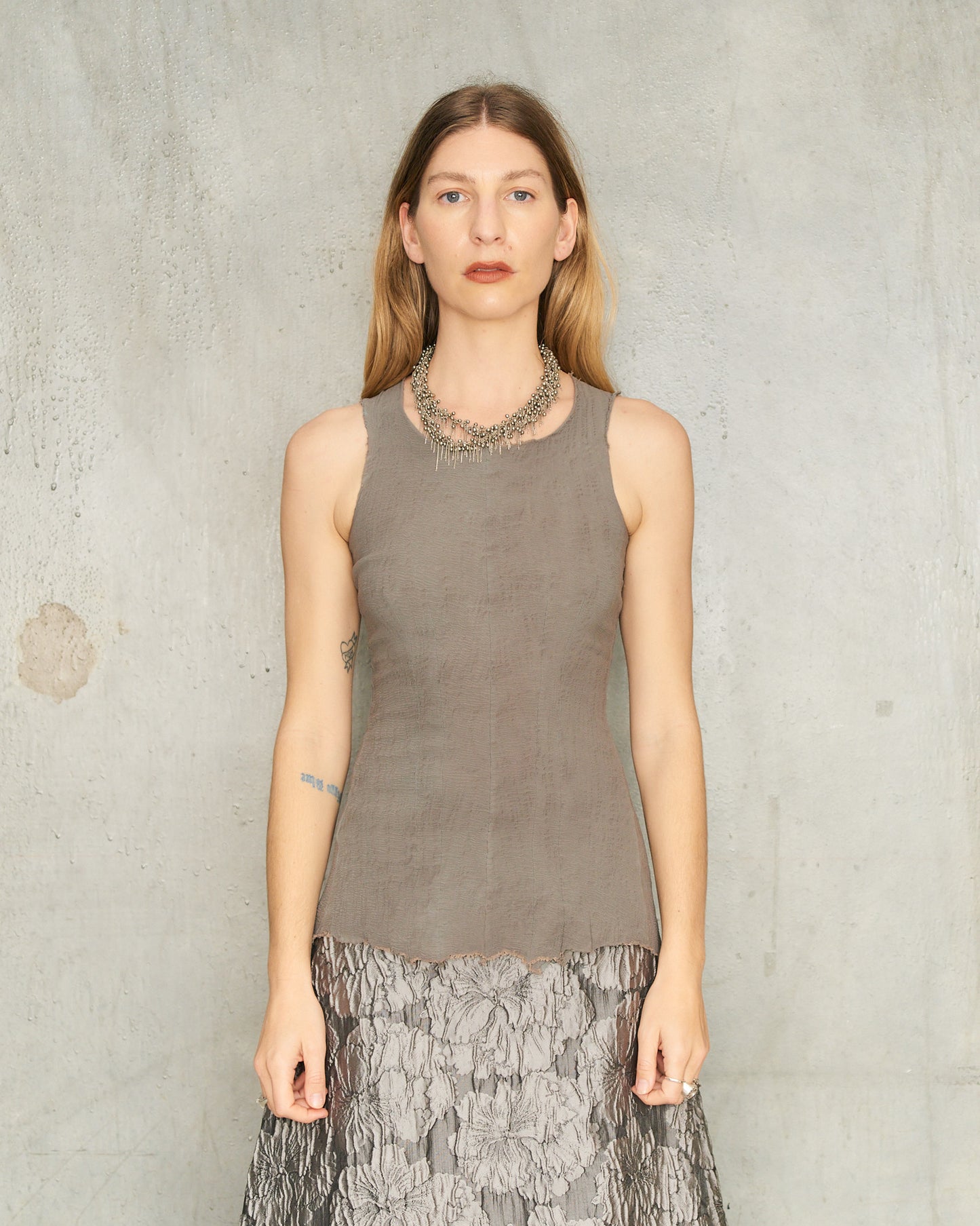 Dusty Grey Stretch Tank Top