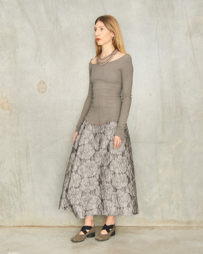Gris Brocade Barrel Skirt