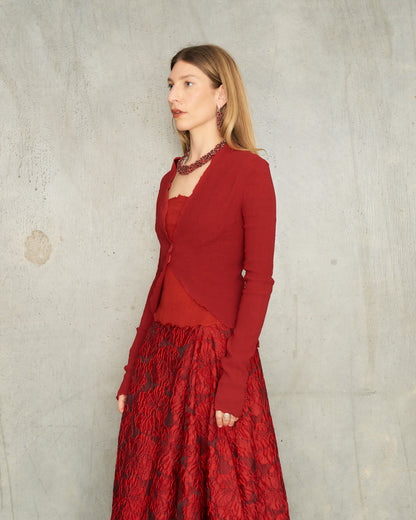 Gun Red Stretch Cardigan