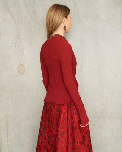 Gun Red Stretch Cardigan