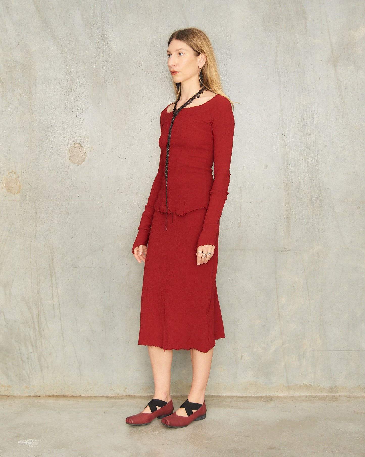 Gun Red Stretch Skirt