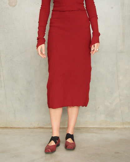 Gun Red Stretch Skirt