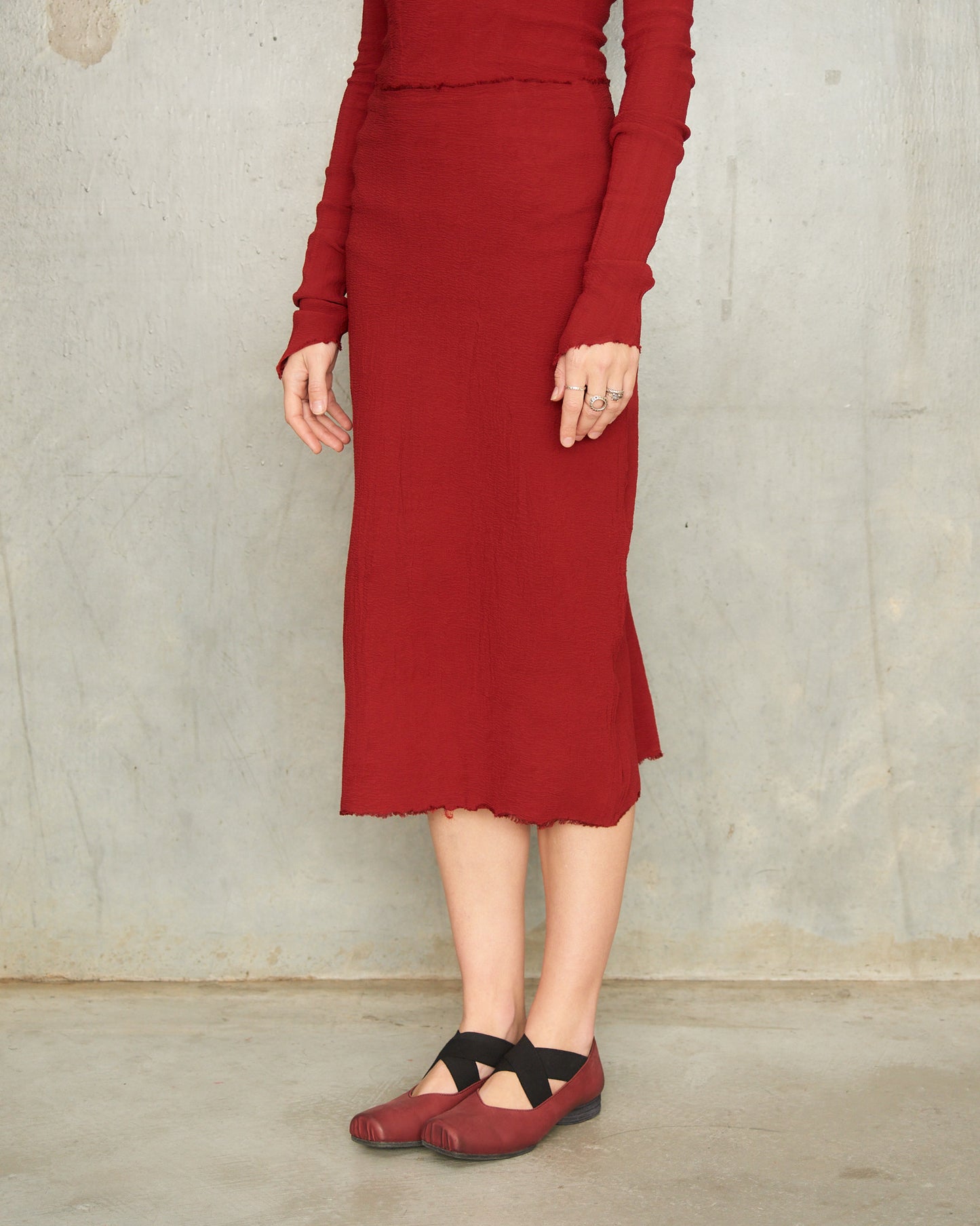 Gun Red Stretch Skirt