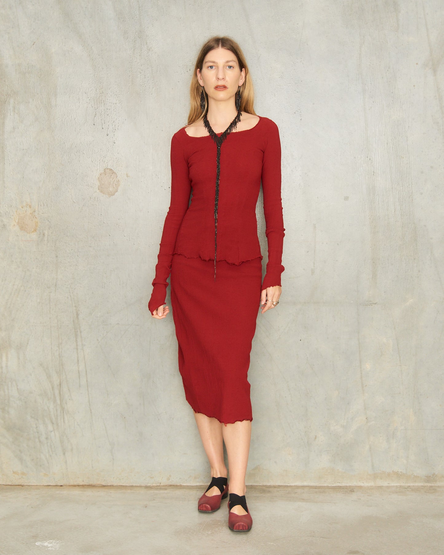 Gun Red Stretch Skirt