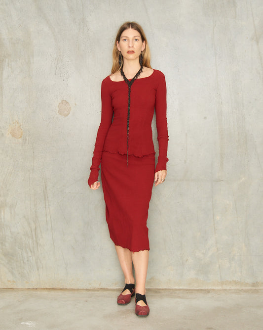 Gun Red Stretch Skirt