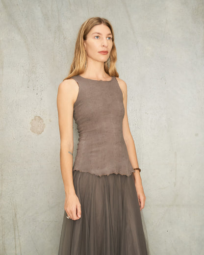 Marron Glace Corset Stretch Tank